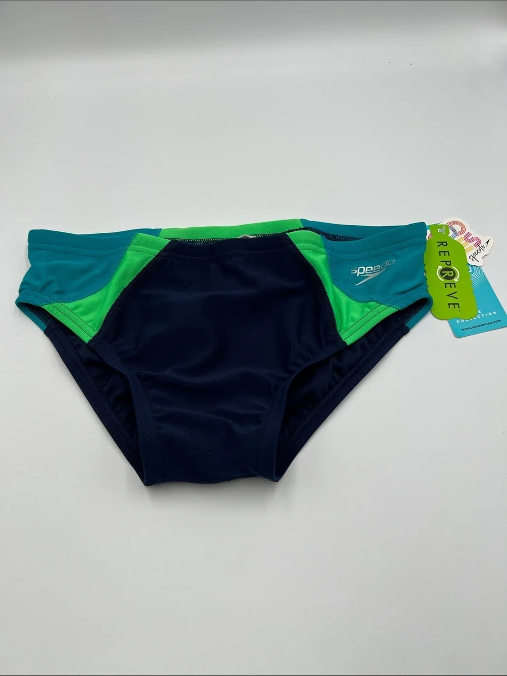 Speedo ECO Endurance racer swimming brief shorts navy blue green swim men new 30